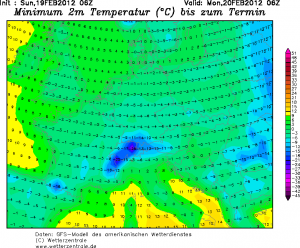 Spodziewana temperatura minimalna na jutro, godz. 07:00 CET