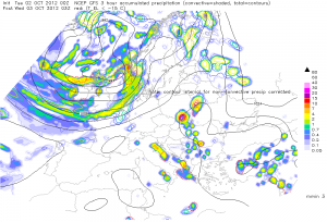 Spodziewane natężenie opadów na godzinę 05:00 CEST czasu lokalnego (GFS)