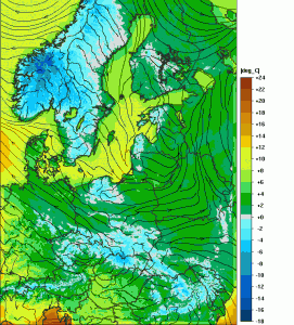 Mroźne prognozy na noc i poranek (model UM)