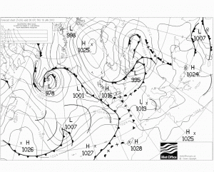 System frontów atmosferycznych, które przyniosą kolejną porcję opadów (Met Office)