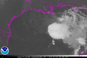 Zdjęcie satelitarne burzy tropikalnej "Karen" z dn. 5.10.13, godz. 11:45 (źródło: NOAA)