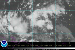 Zdjęcie satelitarne układu "90W" z 9.11.2013, godz. 16:57 czasu polskiego, (źródło: NOAA)