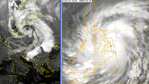 Z lewej strony - dynamiczny niż "Xaver", zaś z prawej - "Super Tajfun Haiyan"