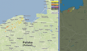 Wyładowania doziemne zanotowane do godziny 19:54 CET (Blitzortung, lightningmaps)