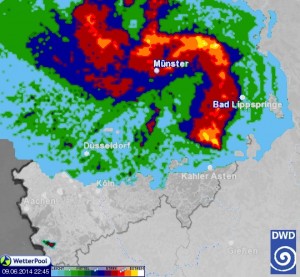 Bow echo na obrazie radarowym