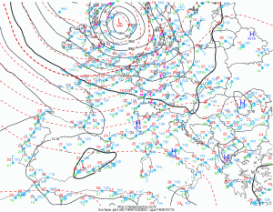 Analiza synoptyczna z godziny 00:00 CEST (meteocentre)