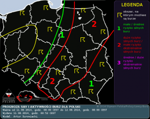 Prognoza konwekcyjna na dzień 11.08.2014 i na noc 11/12.08.2014