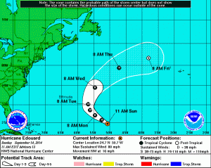 Trasa huraganu Edouard (źródło: NOAA)