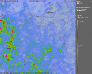 zagęszczenie wyładowań doziemnych http://www.lightningmaps.org/blitzortung/europe/index.php?lang=en&