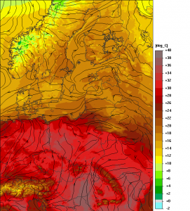 Prognoza temperatury powietrza w oparciu o wyliczenia modelu UMPL (http://www.meteo.pl/)