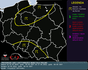 Prognoza konwekcyjna na dzień 16.05.2016 i na noc 16/17.05.2016