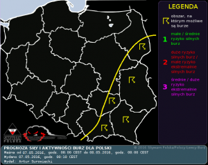 Prognoza konwekcyjna dla Polski na dzień 07.05.2016 i na noc 07/08.05.2016