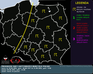 Prognoza siły i aktywności burz dla Polski na dzień 10.06.2016 i na noc 10/11.06.2016