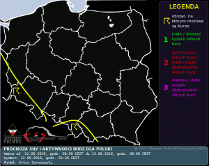 Prognoza konwekcyjna na dzień 12.06.2016 i na noc 12/13.06.2016