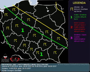 Prognoza konwekcyjna na dzień 15.06.2016 oraz noc 15/16.06.2016