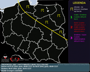 Prognoza konwekcyjna na dzień 07.07.2016 i na noc 07/08.07.2016