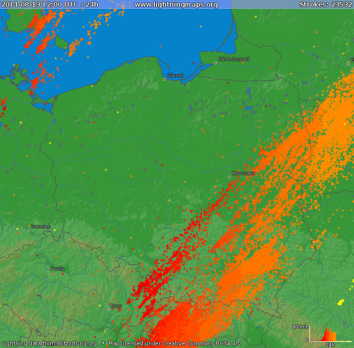 Gwałtowne burze w nocy z 13 na 14 sierpnia /realtime  | Polscy Łowcy Burz – Skywarn Polska