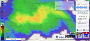 Obraz radarowy CMAX z godz. 17:00 CET. Źródło: radar.bourky.cz