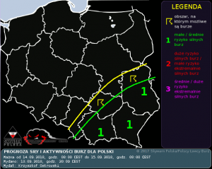 Prognoza konwekcyjna na dzień 14.09.2018 i noc 14/15.09.2018