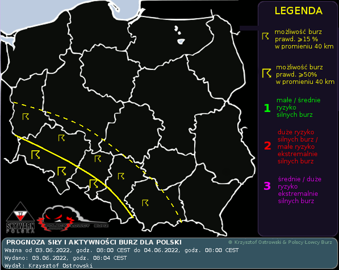 Prognoza konwekcyjna dla Polski na dzień 03.06.2022 i na noc 03/04.06.2022