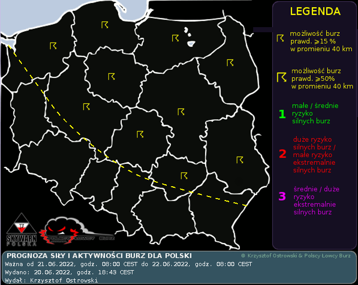 Prognoza konwekcyjna dla Polski na dzień 21.06.2022 i noc 21/22.06.2022