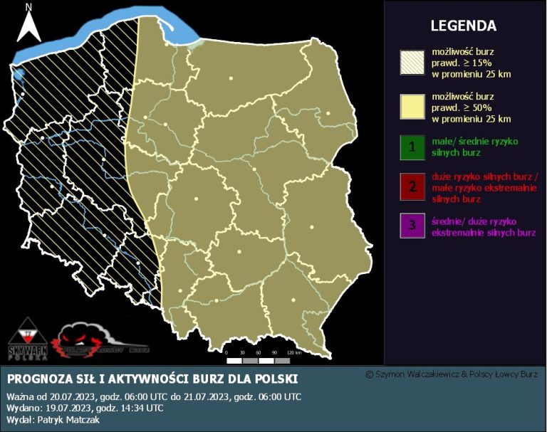 Prognoza konwekcyjna dla Polski na dzień 20.07.2023 i noc 20/21.07.2023 ...