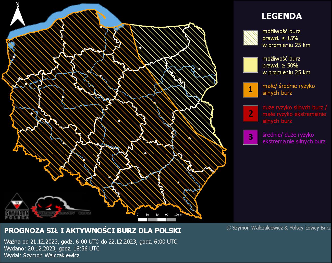 Prognoza konwekcyjna dla Polski na dzień 21.12.2023 i noc 21/22.12.2023 ...